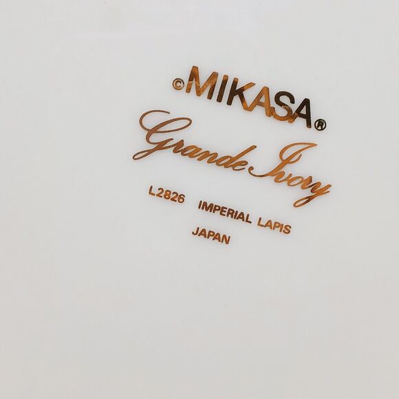 Set 3 MIKASA Grande IVORY Imperial Lapis Vtg Japon L2826 1 Dinner 2 Soup Plates - Picture 5 of 7